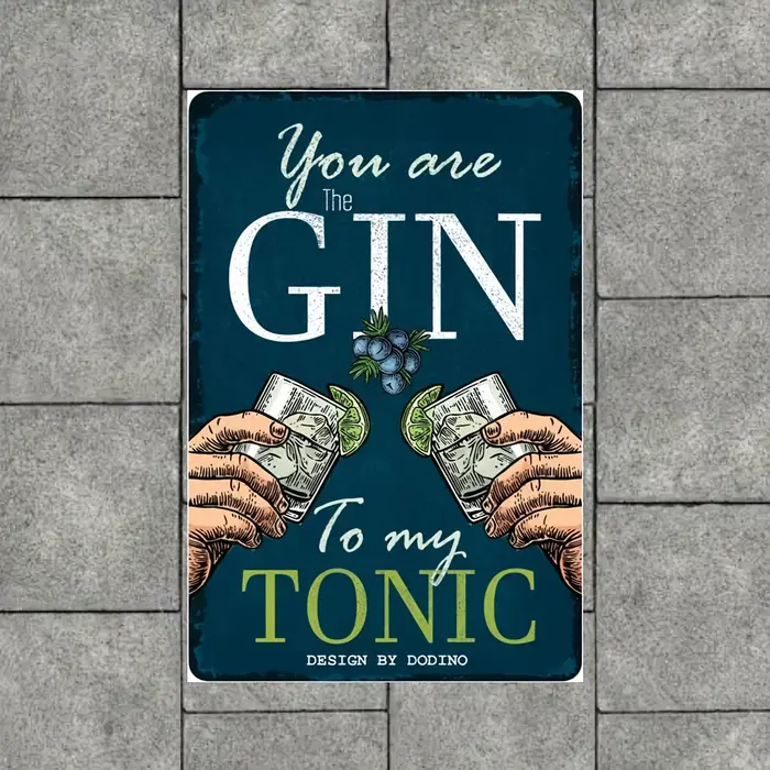 Cadre d'affiche en aluminium DODINO Art Déco, panneau vertical oblong « You Are The GIN to My TONIC 