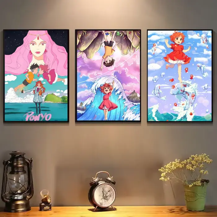 Affiche de film de dessin animé japonais p-ponyo