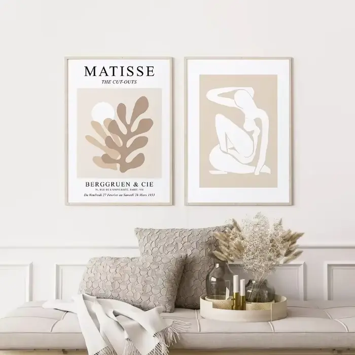 Affiche rétro abstraite beige neutre style Matisse