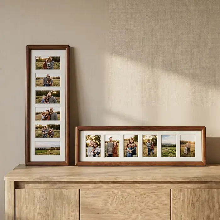 Cadre photo en bois multi-grilles style bande de film