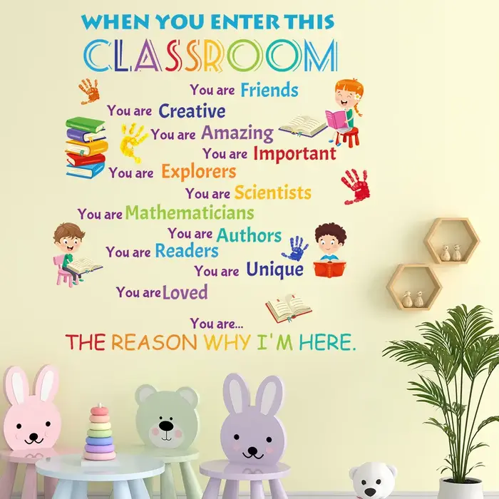 Stickers muraux inspirants avec lettres anglaises colorées