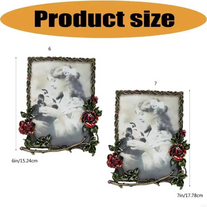 Cadre Photo table en métal en Relief Rose
