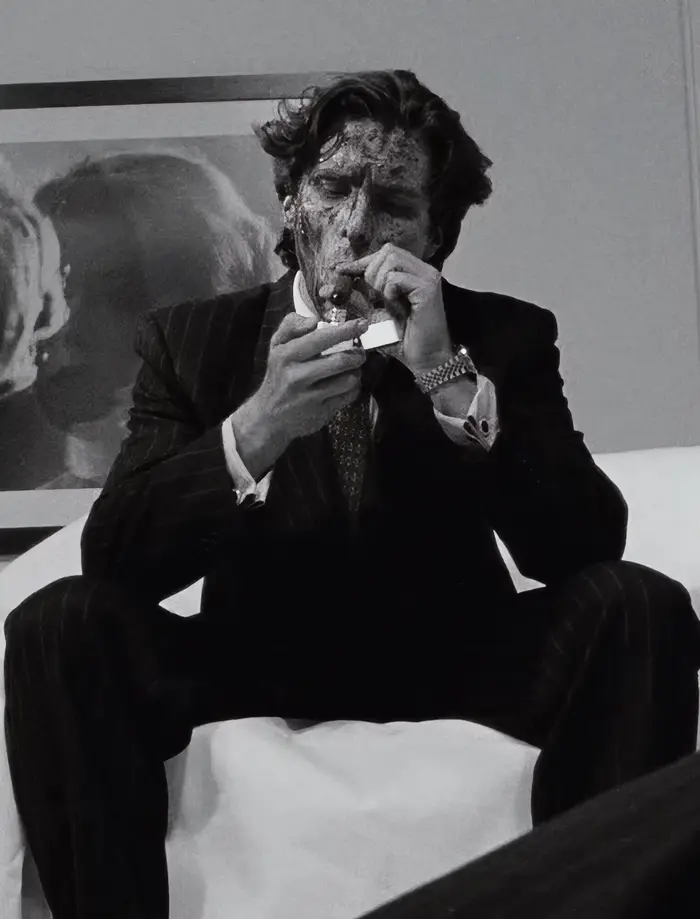 Affiche du film culte Patrick Bateman noir et blanc, peinture sur toile esthétique américaine Psycho