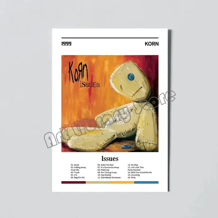 Album de musique classique Tracklist, affiche de la vie est pêche, groupe de Rock Korn, peinture sur