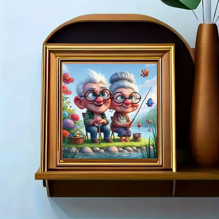 Ensemble de peinture de diamant de pêche pour grands-parents