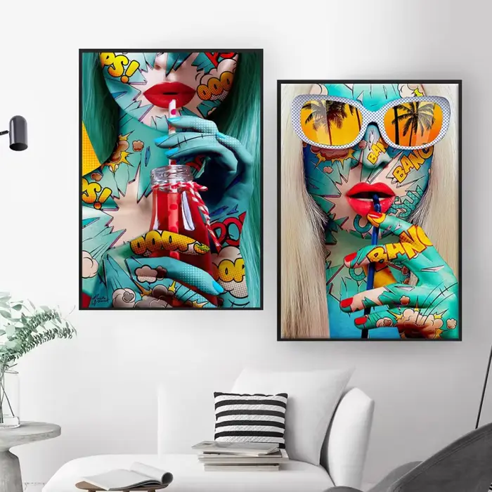 Moderne Pop Graffiti Abstrait Mur Art Cool Filles Manger Sucettes Sexy Femmes HD Huile Sur Toile Affiches Et Impressions Décor