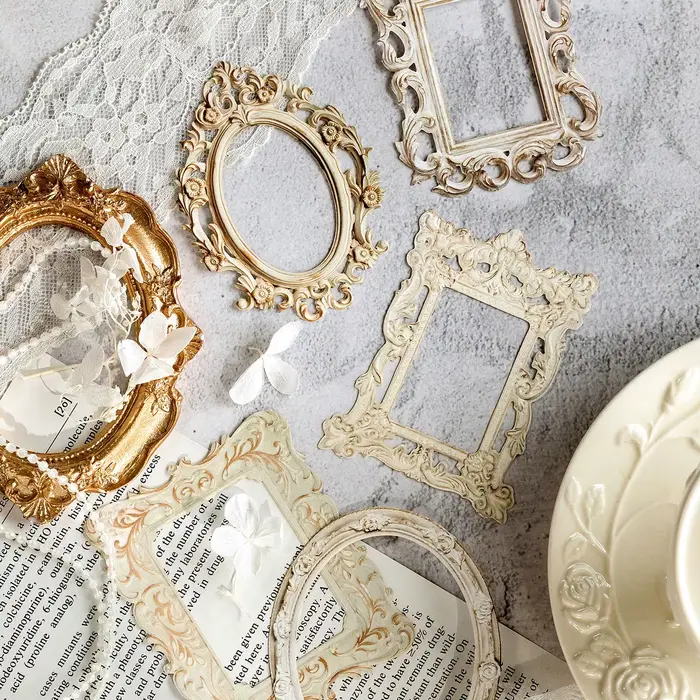 Cadre photo rétro creux de forme carrée et ronde