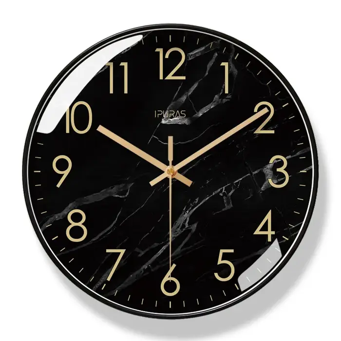 Horloge murale Bergame en marbre, horloge à quartz silencieuse, décoration de salon, mode nordique s