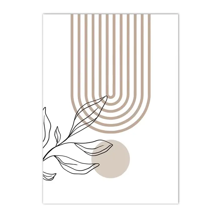 Affiche abstraite bohème neutre, géométrie minimaliste moderne, peinture sur toile beige, impression