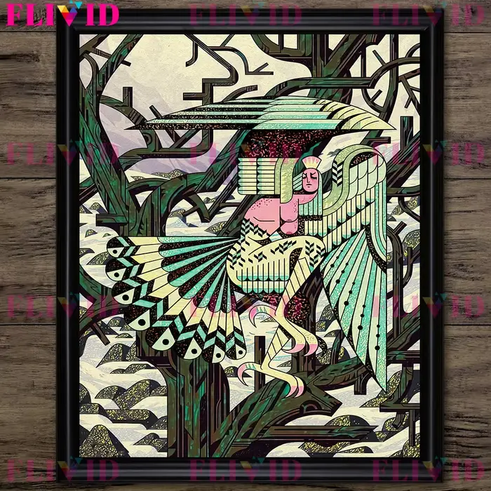 Créatures fantastiques en folklore, peinture sur toile d'art mural, minotaure, licorne, Griffin, coc