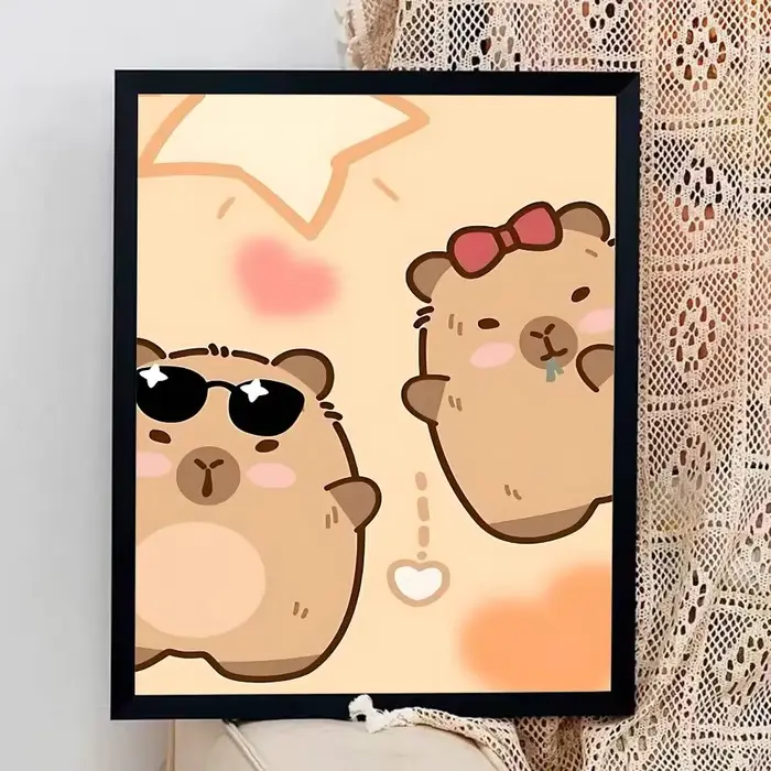 Affiches autocollantes de dessins animés mignons de capybara