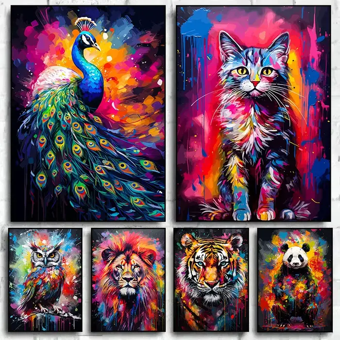 Peintures sur toile d'animaux aquarelle