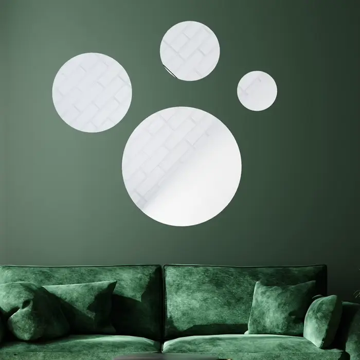Autocollant miroir rond auto-adhésif décoratif salle de bains 3D acrylique