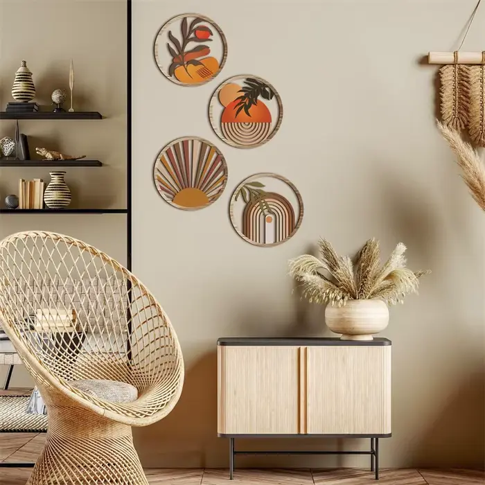 4 pièces mur en bois Art bohème ferme