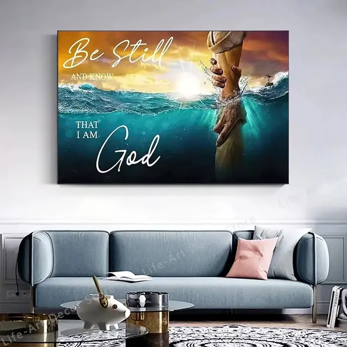 Peinture sur toile décorative de Jésus la main de Dieu