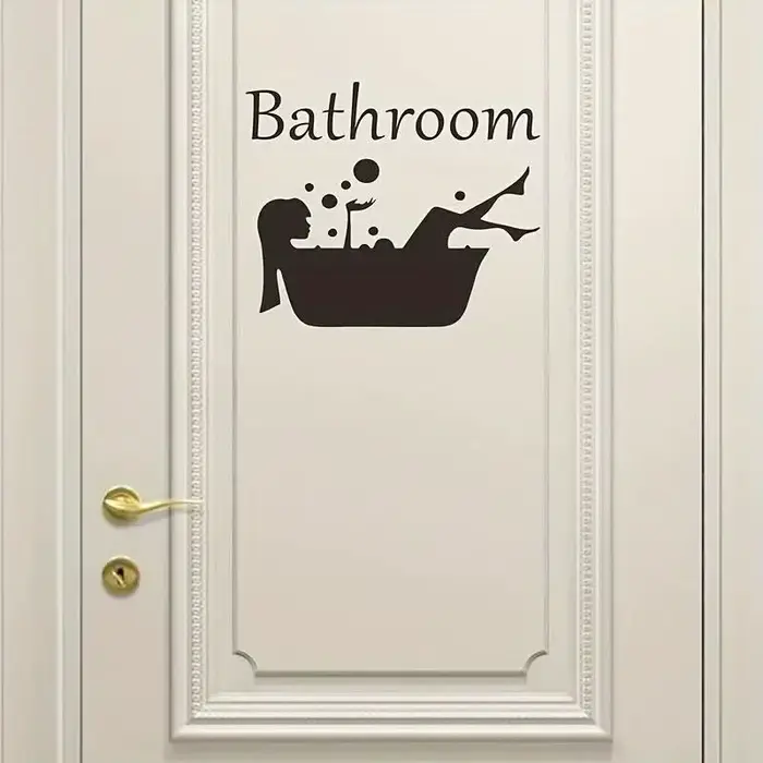 Autocollant mural auto-adhésif pour salle de bain – Design de baignoire et de bulles