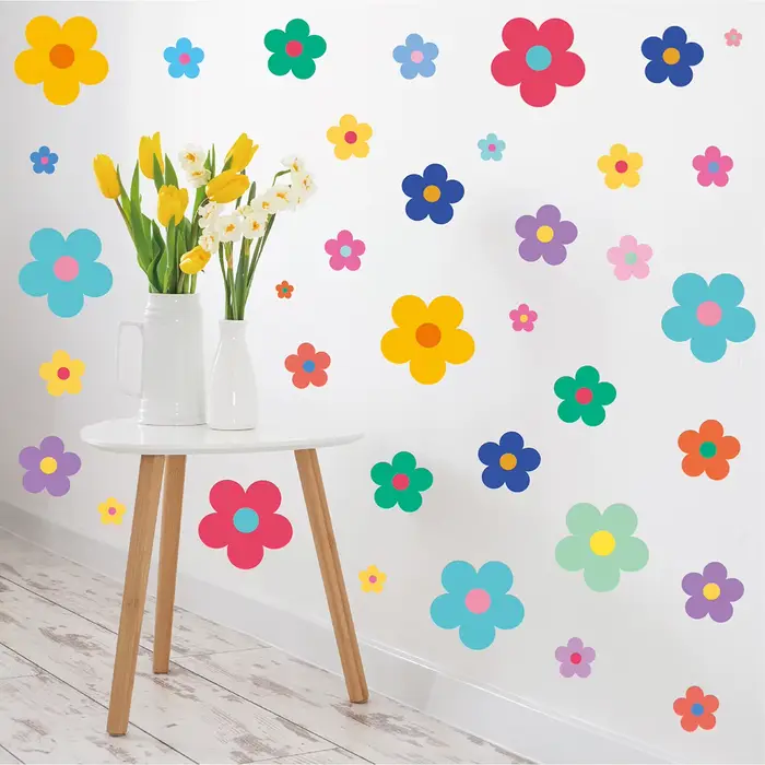 Stickers muraux de fleurs fantastiques colorées – Autocollant, style contemporain, décoration d'inté