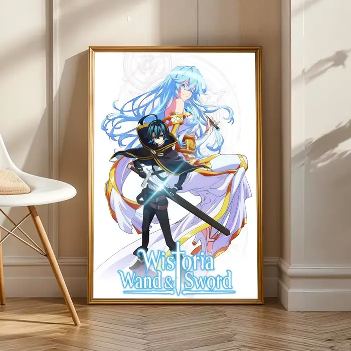 Affiche personnalisée en PP épaissi avec baguette magique W-Wistoria et épées, autocollant mural pou