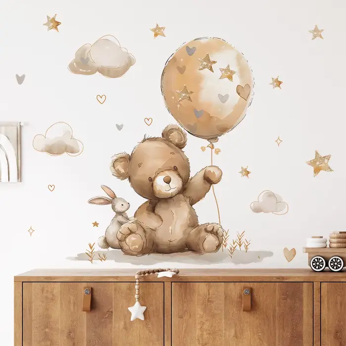 Autocollant mural ballon ours mignon pour enfants