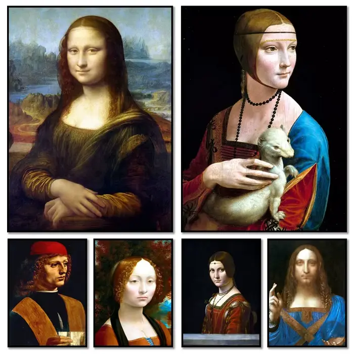 Célèbre illustration Leonardo Da Vinci Mona Lisa salvator Mundi
