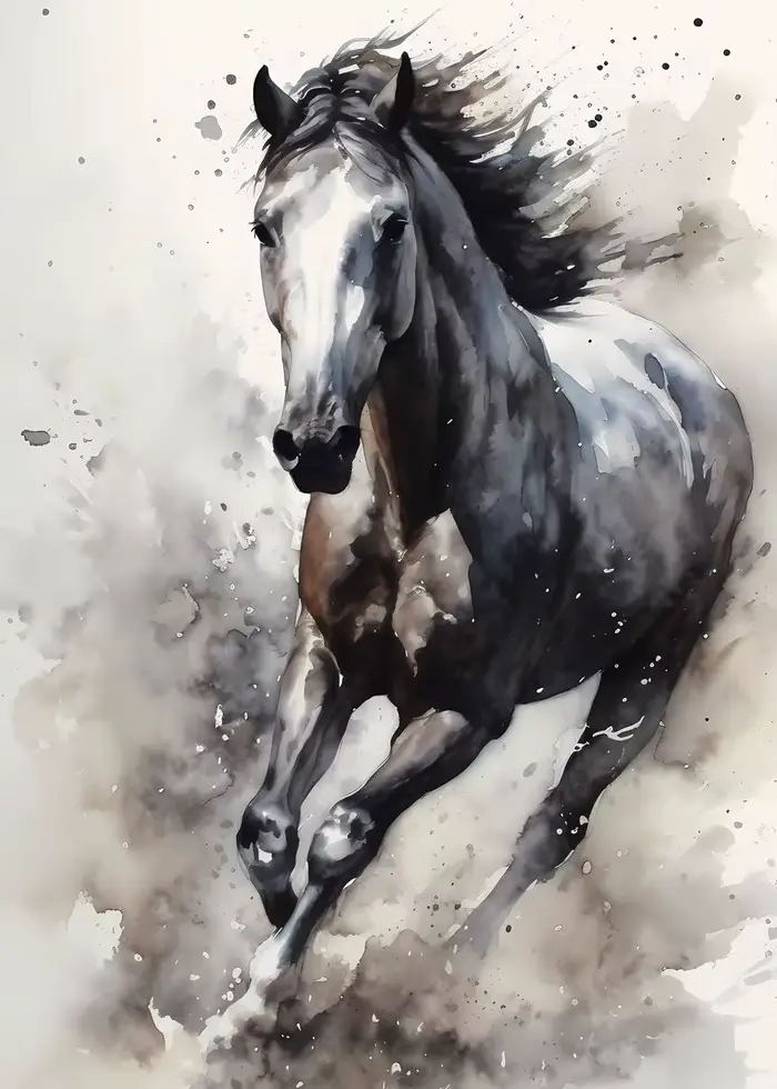 Beau cheval aquarelle peinture toile affiche animaux mur Art photos pour salon chambre salle de jeux
