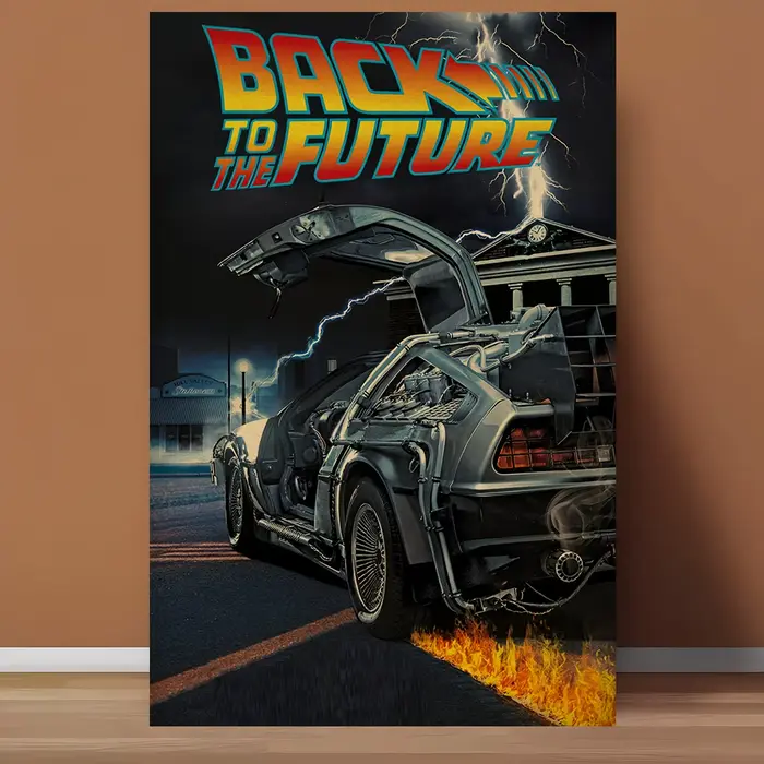 Affiche rétro science-fiction sans cadre : Retour vers le futur – Tableau mural sur toile |   Décora