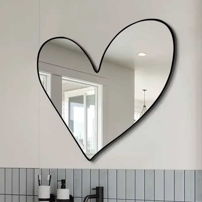 Miroir De maquillage noir femmes coeur irrégulier miroir esthétique dortoir créatif Cool Espejos De
