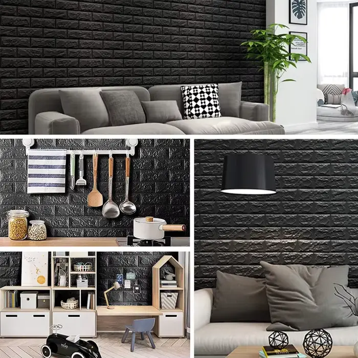 Autocollant de papier peint mural 3D avec mousse imperméable auto-adhésive