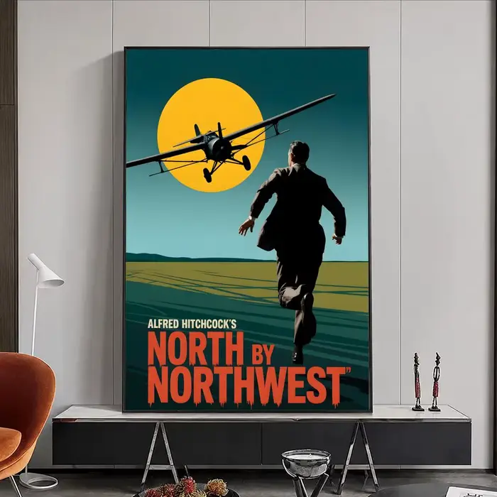 Affiche du film North by Northwest, autocollant mural imperméable, auto-adhésif, Art HD, décoration 
