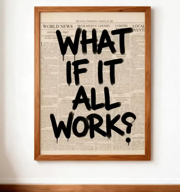 Affiche de journal - What If All Work Out - Toile d'art mural avec citation positive, imprimés minim