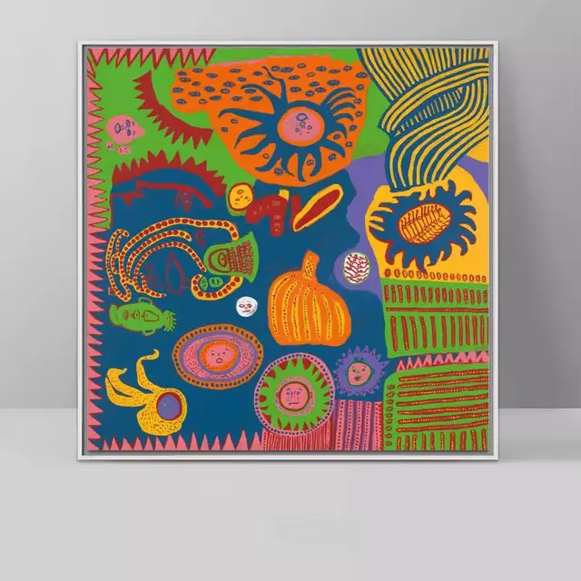 Affiches abstraites de Aliments de Yayoi Kusama, peinture sur toile, oeuvre classique, art mural, dé
