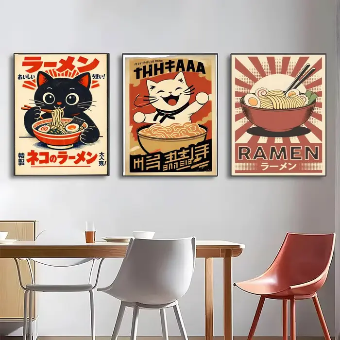 Affiche d'art vintage sur le thème du ramen japonais