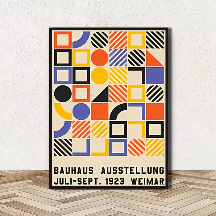 1 tableau sur toile sans cadre, affiche d'art abstrait Bauhaus, motif géométrique linéaire, peinture