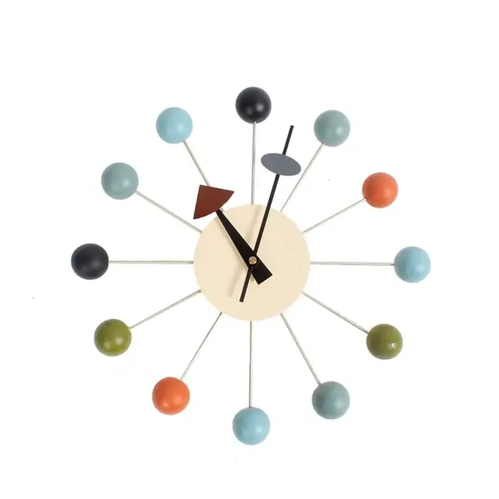 Horloge murale en bois à boule ronde silencieuse