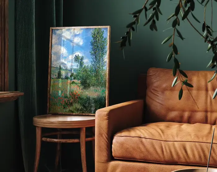 Impressionniste - Décoration murale de Claude Monet - Peinture classique de paysage de coquelicots sauvages et de