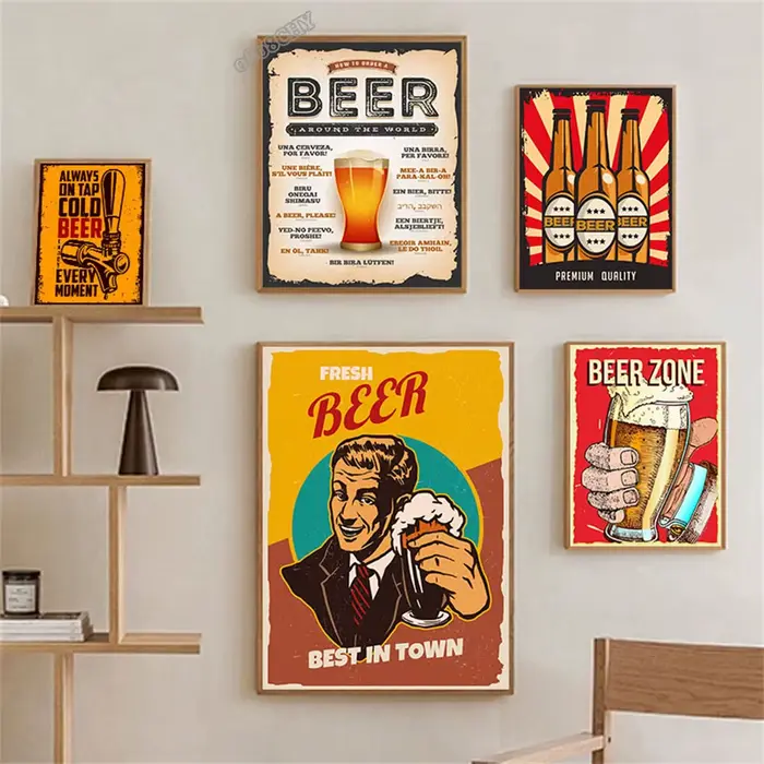 Affiche d'art mural de bière vintage