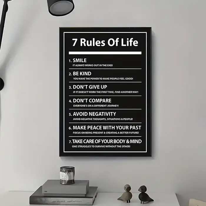Affiche de citation de motivation de lettre de 7 règles de vie