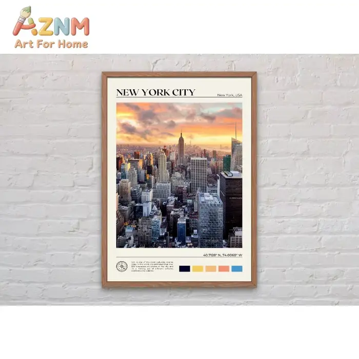 Affiche photo réelle de paysage de la ville de New York aux États-Unis
