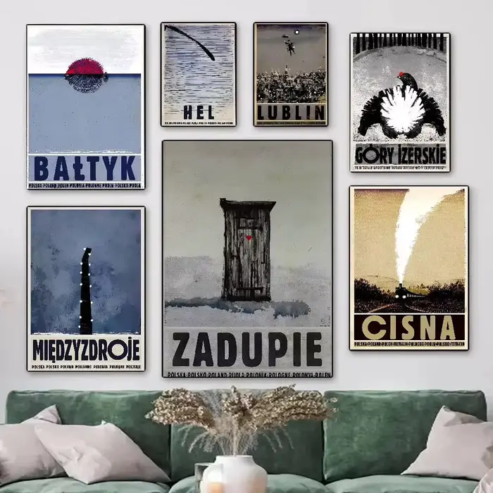 Affiches murales rétro originales de pologne