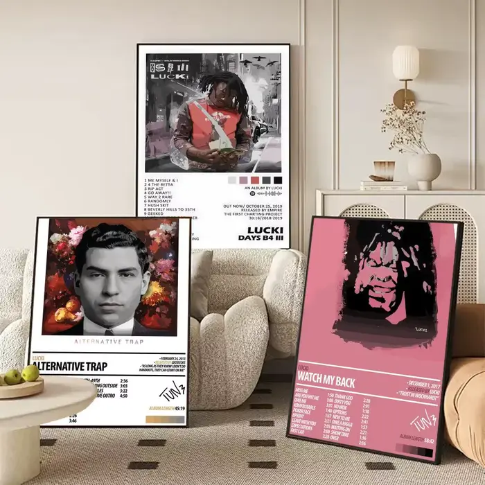 Pop Rap L_LUCKI Album HD lin toile affiche mur Art imprime pour salon chambre bureau décoration de la maison cadeau