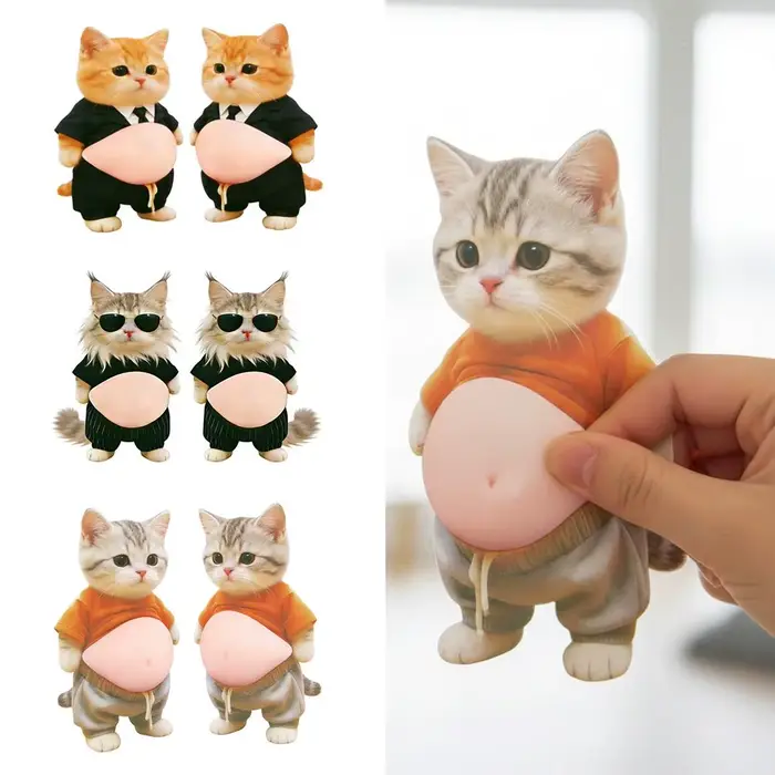 Autocollant de ventre de chat Kawaii 3D