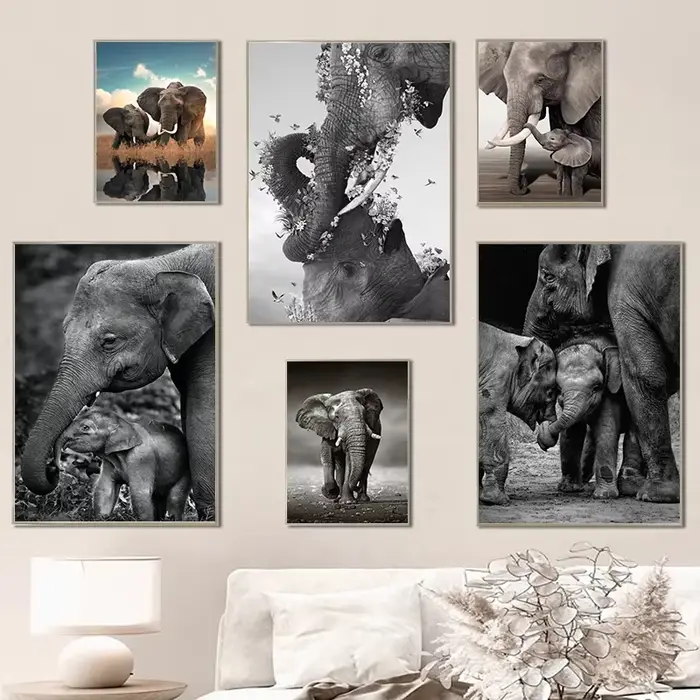 Affiches de famille d'éléphant quelque part