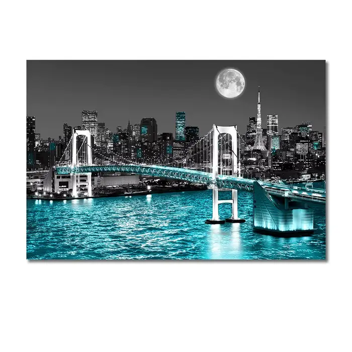 Toile d'art mural de paysage de horizon urbain de New York, peinture abstraite, affiches de construc