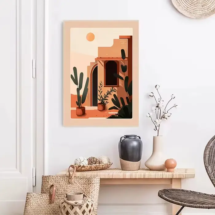 Toile de peinture en terre cuite style Boho