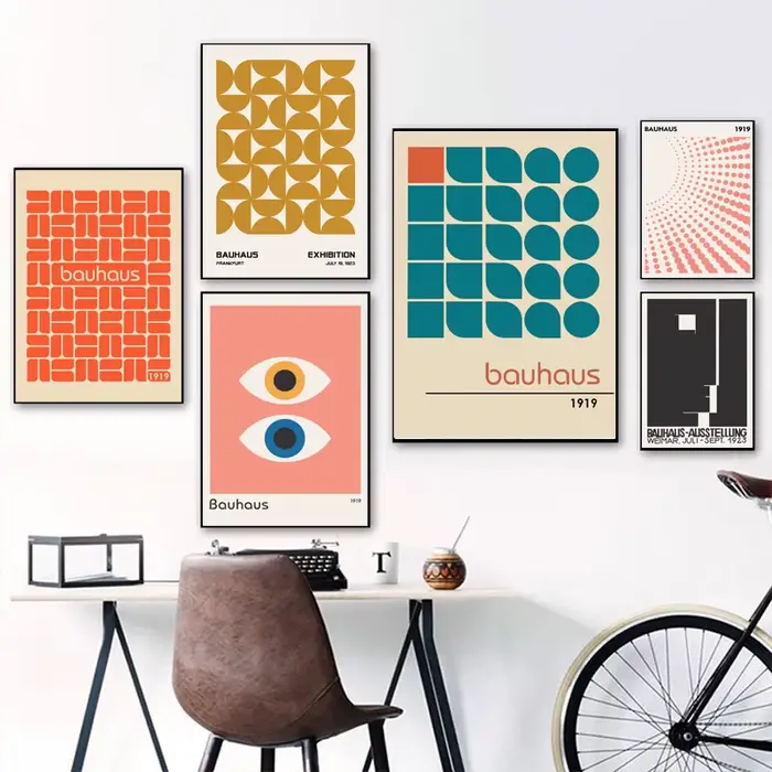 Affiche et imprimés d'exposition géométrique abstraite Unique Bauhaus moderne