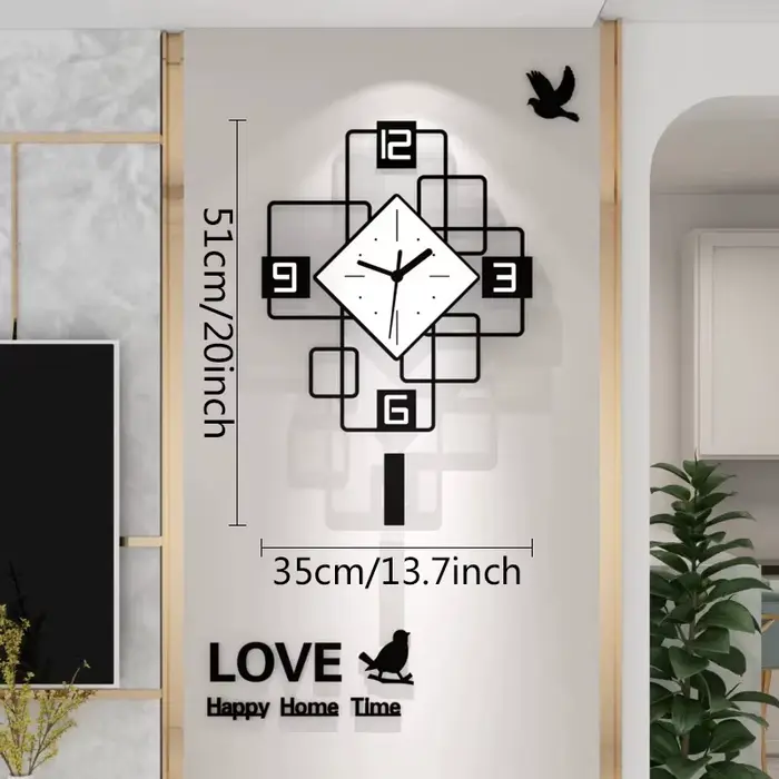 Grande horloge pivotante, décoration artistique pour salon, décoration de luxe pour la maison, horlo