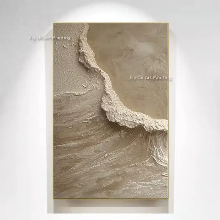 Peinture à l'huile texturée de vague d'océan blanche