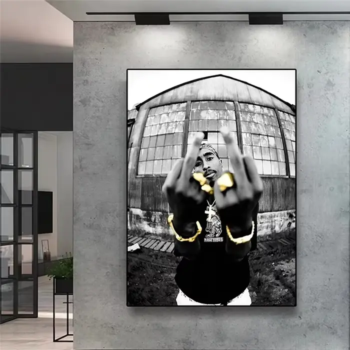 Affiches de rappeur Tupac noir et blanc