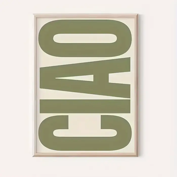 Chic Ciao – toile d'art mural rétro vert, affiche minimaliste sans cadre pour la décoration de la ma