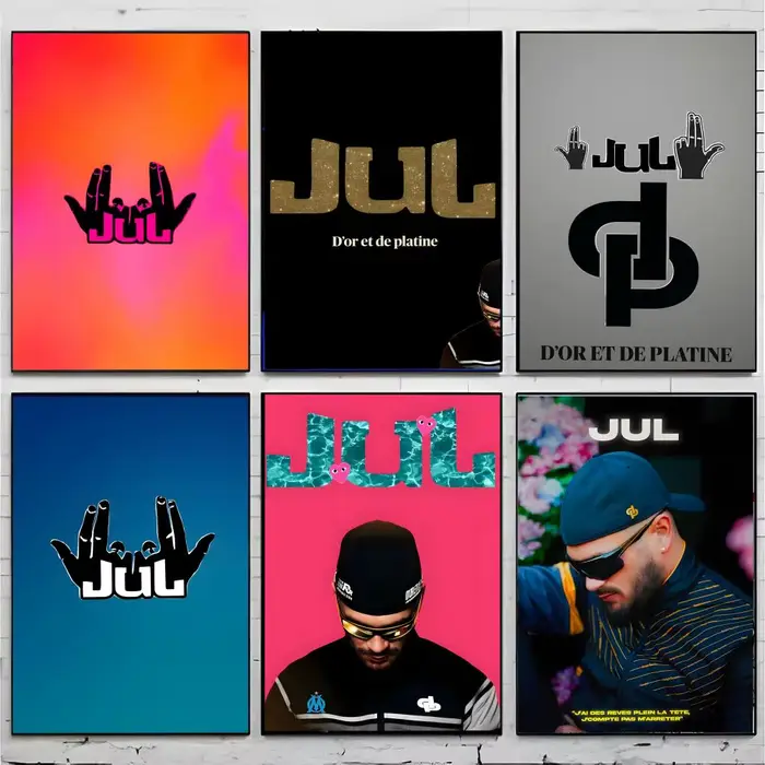 Affiche J-Jul de rap français, art décoratif supérieur pour la maison, le pub et l'intérieur, décoration intérieure